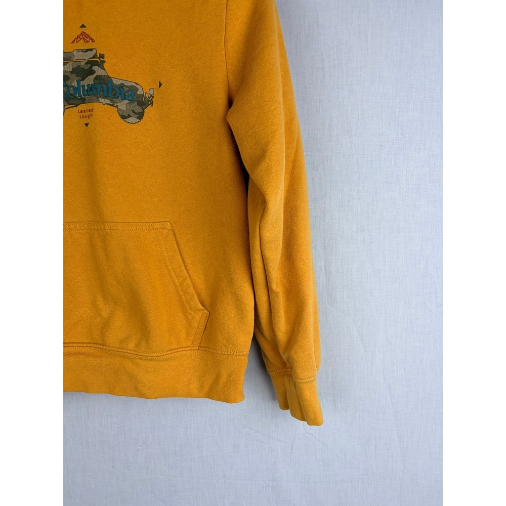 Columbia Mustard Yellow Graphic Hoodie Jeep Tough Pullover Boys M Sweatshirt - Picture 5 of 12
